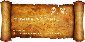 Prohaska Mánuel névjegykártya